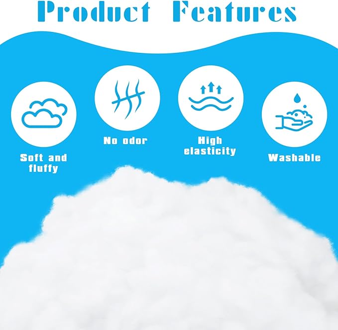 Jmuiiu 3.52lb Polyester Fill, Polyfill Stuffing, Premium Polyester Fiberfill Stuffing for Pillows, High Resilience Stuffing Fluff Fiberfill for Pillow Filling, Couch Cushion