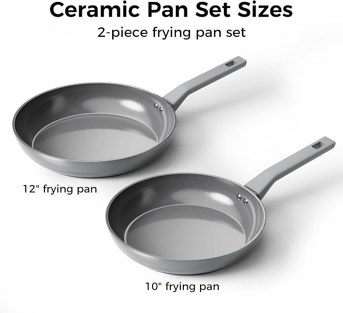 Sanho 10'' 12'' NonStick Frying Pan, Diamond-Titanium Ceramic Frying Pans Skillet, Non Stick Egg Pans with Stay Cool Handle for Induction, Dishwasher & Oven Safe, PTFE & PFOA Free, Non Toxic