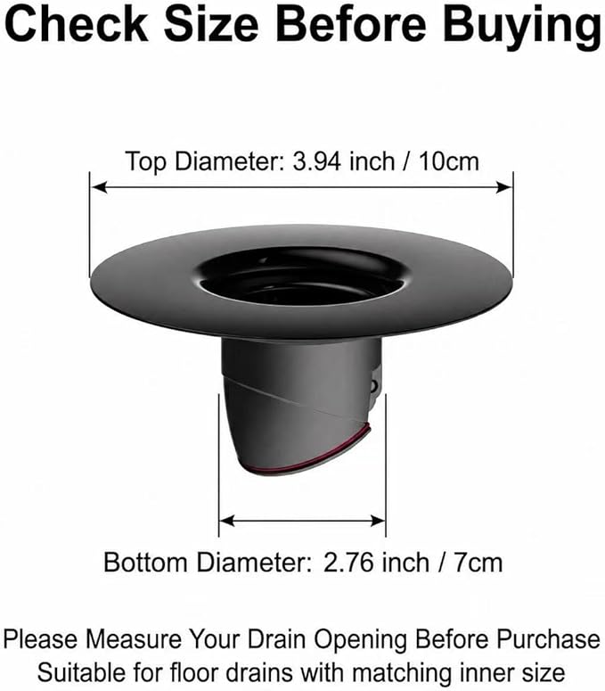 Shower Drain Floor Drain Backflow Preventer Magnetic Levitation One-Way Drain Valve Fast Drainage Shower Plug Insert Drain Plug Fit for Tube Depth 2.56-4.13in (Caliber（2.76-3.5in）,Depth 2in)