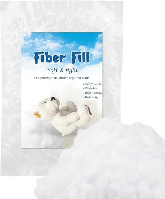Jmuiiu 1.8oz Polyester Fill, Premium Polyester Fiberfill, Recycled Polyester Fiber, Stuffing for Stuffed Animals, High Resilience Stuffing Fluff Fiberfill for Filling, Animals