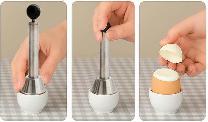 Louis Tellier(LT) LT 18-10 Egg Top Cutter N4183 - Stainless Steel Egg Slicer - Hands-Free Operation, Easy Clean