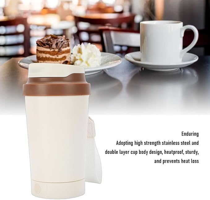 Self Stirring Coffee Mug with Lid, Magnetic Electric Auto Mixing Stainless Steel Cup for Coffee, Milk, Cocoa, Beverages, Travel Auto Stir Coffee Cup, Detachable