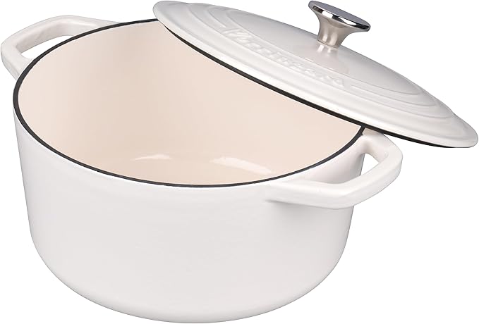 VORRINGARD Enameled Cast Iron Dutch Oven Pot with Lid, for Bread Baking, Round Bread Oven- include Sourdough Bread Baking Supplies Set, 6QT, White