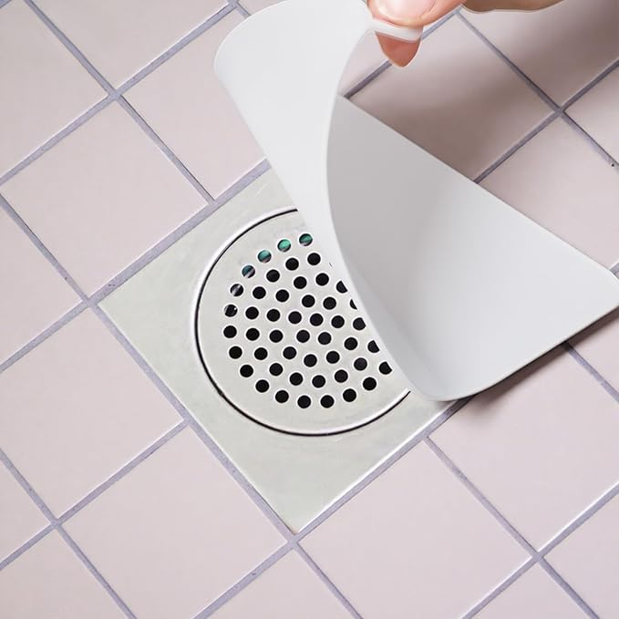 Drain Covers to Keep Bugs Out 2 Pieces Silicone Shower Drain Cover Square Anti-Odor Mat Deodorizing Plugs for Bathroom Kitchen Laundry (White 5x5 Inch)