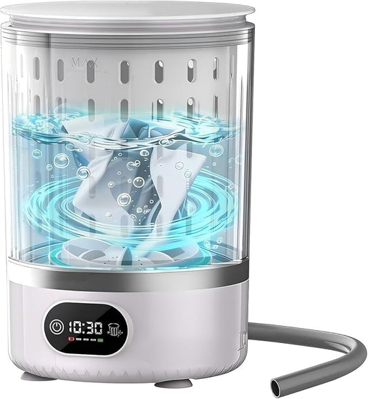 Portable Mini Washing Machine, Upgraded 3-in-1 3L Compact Washer with Spin Dry & Auto Drain,Small Travel Laundry Machine for Underwear Baby Clothes Socks Towels Home Dorm (White)