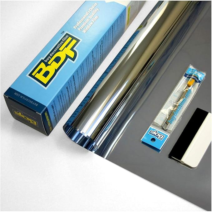 BDF EXS15 Exterior Window Film Daytime Privacy and Sun Control Mirror Silver 15 (Dark) - 36in X 24ft