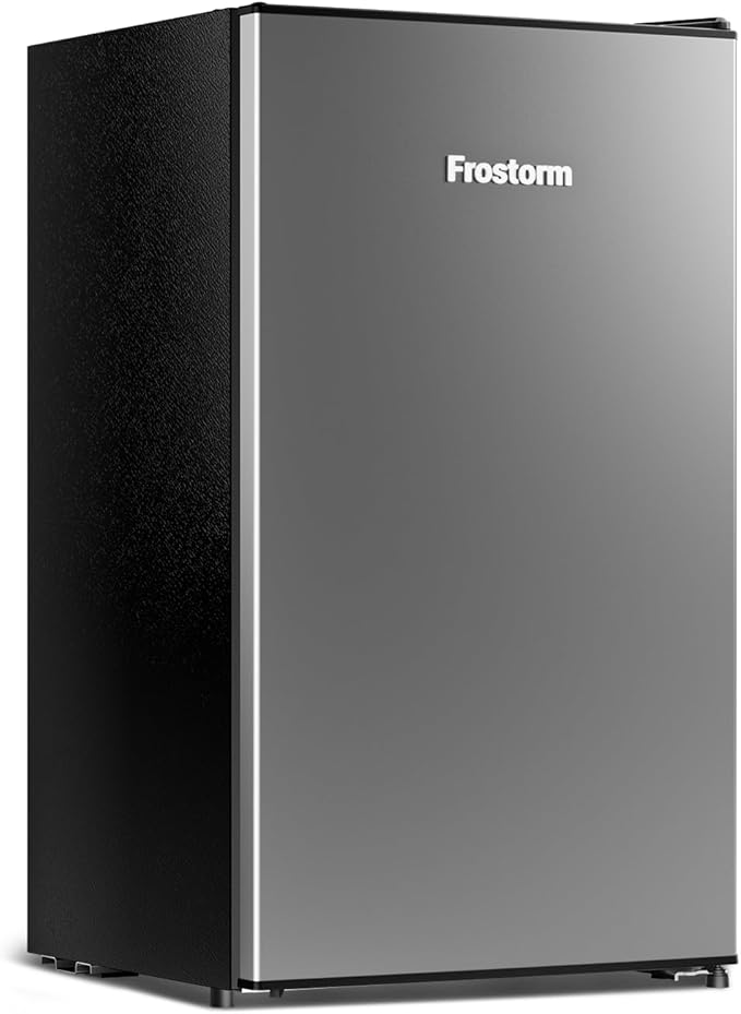 3.2 Cu Ft Mini Fridge with Freezer - Energy Efficient, Large Capacity Single Door Upright Freezer for Bedroom, Office & Dorm | Small Fridge, Reversible Door, ETL Certified(Silver)