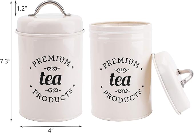 Hedume Set of 3 Airtight Kitchen Canister Decorations with Lids, Coffee, Tea, Sugar Metal Containers, Decorative Nesting Kitchen Canister Jars, Food Storage