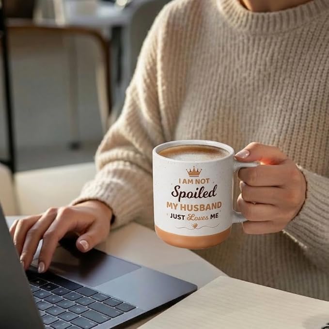 Mothers Day Gifts for Wife Mug, 11oz Stoneware Coffee Mug, Cute Wifey Coffee Mugs for Hot and Cold Drinks, Ceramic Mug for Spoiled Wife on Mother’s Day, Dishwasher and Microwave Safe