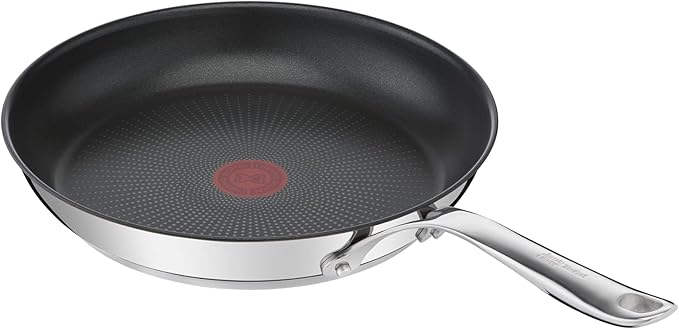 T-Fal x Jamie Oliver Nonstick Coated Stainless Steel Pan 11-Inch, Induction Compatible, Oven Safe up to 500°F, Chef's Stainless Steel Skillet, Frying Pan, Silver