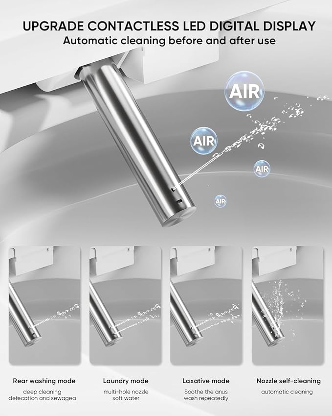 Smart Toilet with Bidet Built In with Warm Water Sprayer and Dryer, Foot Sensor Operation,Heated Seat with LED Display for Bathroom,One Piece Bidet Toilet with Auto Dual Flush (WHITE L11 PRO)