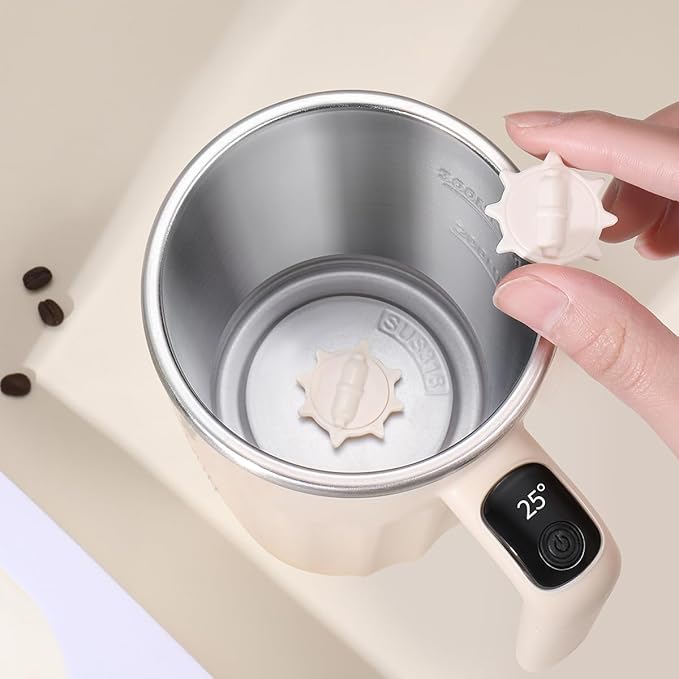 Drink Stirrer,Self Stirring Mug,Self Stirring Coffee Mug,Suitable for Coffee, Milk, Cocoa and Other Beverages (Cream White, 12 Ounces)