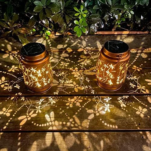 Mothers Day Gifts, 2 Pack Dragonfly Birthday Gifts for Women Mom Grandma Solar Lanterns Outdoor Waterproof Garden Decor Hanging LED Decorative Light for Patio Yard Lawn Gardening Gifts