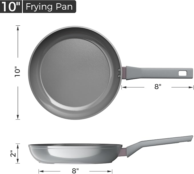 Sanho 10 Inch NonStick Frying Pan, Diamond-Titanium Ceramic Frying Pans Skillet, Non Stick Egg Pans with Stay Cool Handle for Induction, Dishwasher & Oven Safe, PTFE & PFOA Free, Non Toxic for Cooking