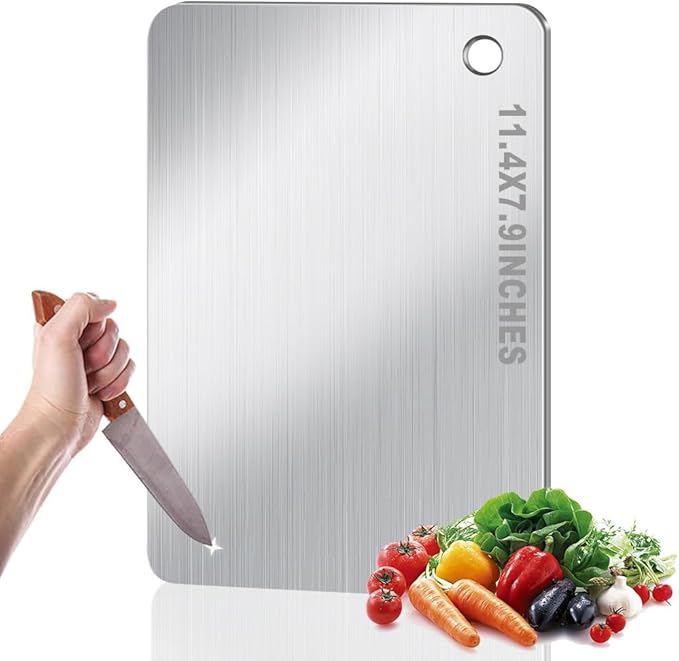 Titanium Cutting Board for Kitchen, Stainless Non Stick Chopping Board, Upgrade Double Sided Food-Grade Titanium Board for Kitchen for Meat Cheese Vegetable (Small)