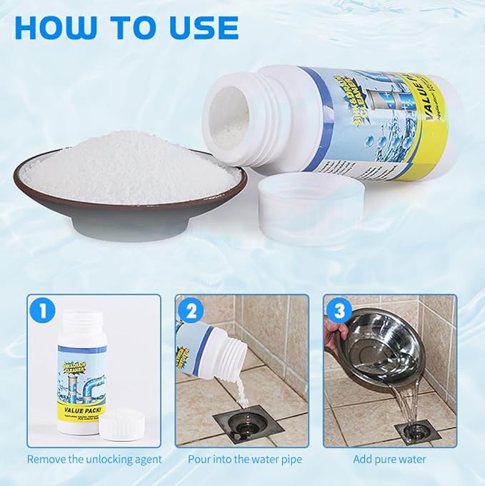 2026 Upgraded Sink and Drain Cleaner, Sink Drain Cleaning Powder, Multi-functional Pipe Unclogging Solution for Kitchen and Bathroom, Fast Acting Clog Remover for Home Users (3PCS)
