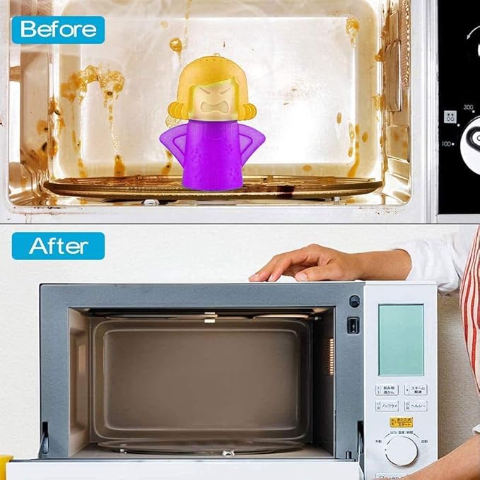 Abnaok Angry Mom Microwave Cleaner and Chilly Mama Fridge Deodoriser 2PCS Easily Clean in Minutes for Home or Office with English Manual
