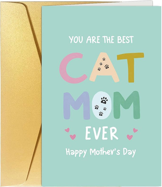 Spercy Funny Mothers Day Card for Cat Mom, Humorous Mothers Day Card for Cat Lovers, You Are the Best Cat Mom Ever