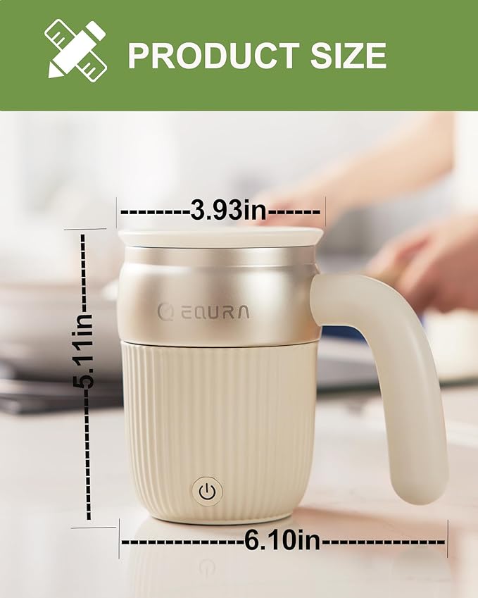 JOTER & LIBEAR Self Stirring Coffee Mug, Rechargeable Magnetic Stirring Cup, Electric Mixing Mug with Lid for Coffee/Milk/Cocoa and Other Beverages - 15 Oz (White) Christmas, Birthday Gifts