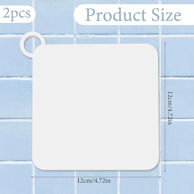 Drain Covers to Keep Bugs Out 2 Pieces Silicone Shower Drain Cover Square Anti-Odor Mat Deodorizing Plugs for Bathroom Kitchen Laundry (White 5x5 Inch)