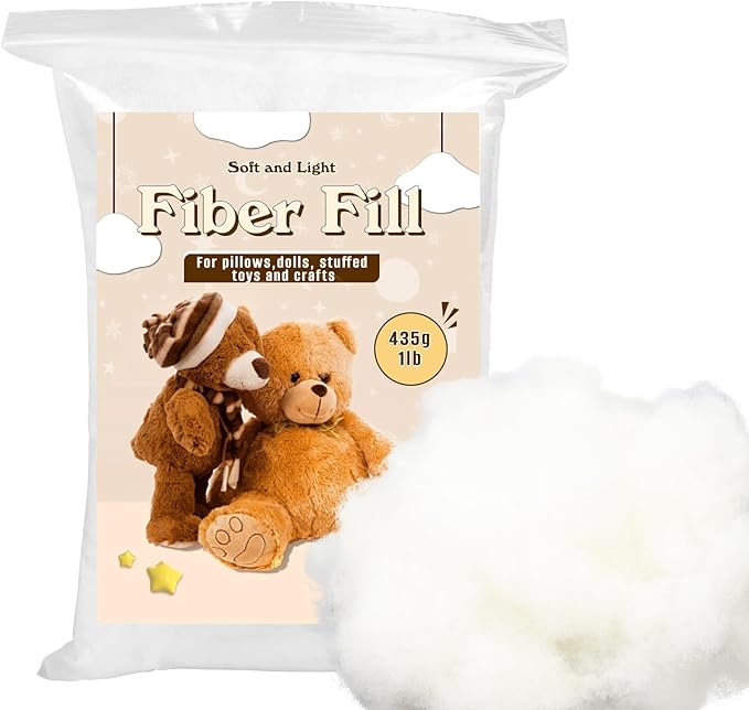 Polyester Fiber Fill, Premium Pillow Stuffing, 1 lb / 453g Polyfill Stuffing for Cushions, Stuffed Animals, High Resilience Fiberfill for Pillows, Bedding, Home Decor Projects
