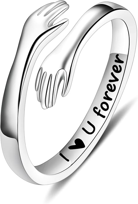 Yesteel Mothers Day Gifts - S925 Sterling Silver Hug Ring for Women Teen Girls, Adjustable Ring Jewelry Mothers Day Birthday Gifts for Daughters Mom Sister Wife Friends Grandma
