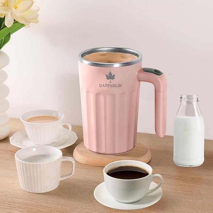Drink Stirrer,Self Stirring Mug,Self Stirring Coffee Mug,Suitable for Coffee, Milk, Cocoa and Other Beverages (PInk, 12 Ounces)