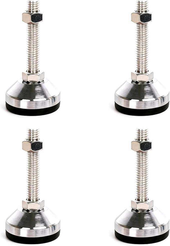 Heavy Duty Leveler Leg, Cabinet Leveling Feet,2.36" Dia. Base,M12 Thread,2000 Lb Capacity,Adjustable Workbench Legs,D60xM12x100,Black Carbon Steel PVC,4-Pack