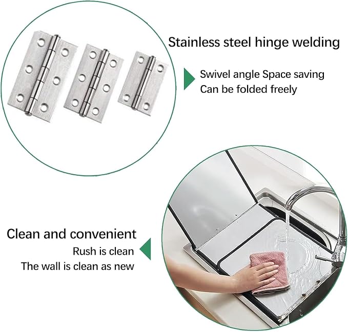 Multi-Sided Stove Splatter Guard for Cooking Kitchen Anti Shield Portable Folding Cooker Side Fat Oil Splash，Foldable Stainless Steel Splatter Guard - 4-Sided Oil Screen for Frying Pan, Kitc