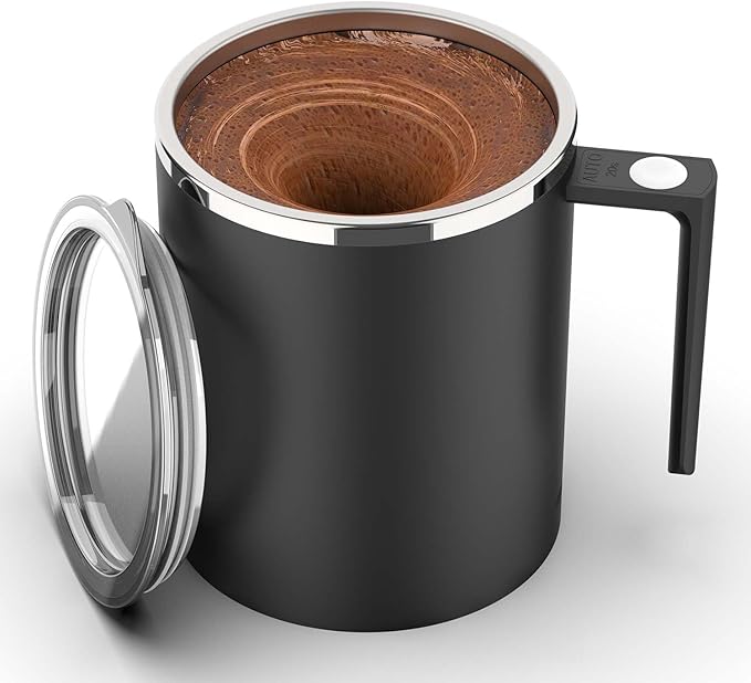CYANLUX Self Stirring Mug, Rechargeable Automatic Magnetic Electric Coffee Mug, Rotating Mixing Cup, To Stir Coffee, Chocolate, Milk, Protein,Cocoa, Great For Home Office Travel School (Black)