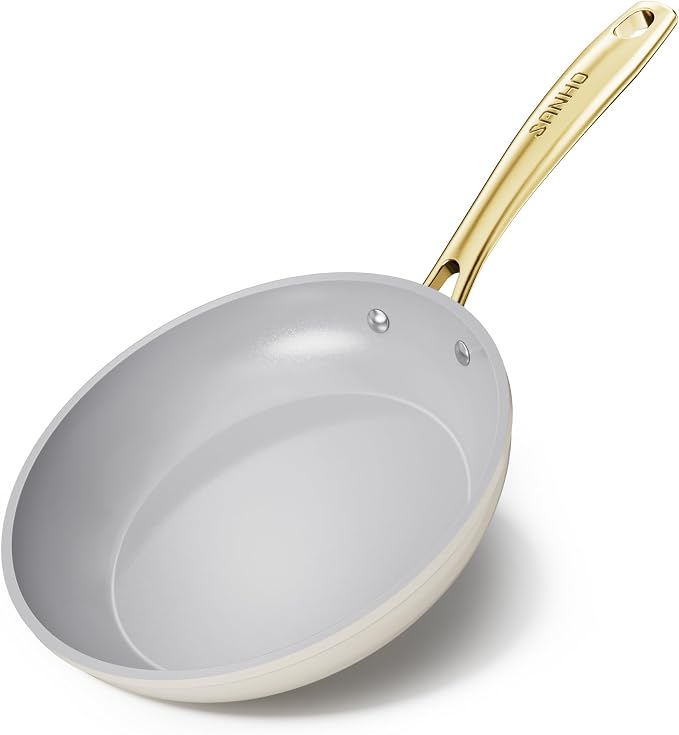 Sanho Ceramic NonStick Frying Pan, 8 Inch Frying Pans Skillet, Non Stick Egg Pans with Cool Touch PVD Handle for Induction, Dishwasher & Oven Safe, PTFE & PFOA Free, Non Toxic for Healthy Cooking