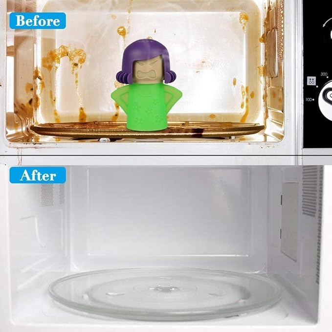 Abnaok Microwave Cleaner, 2 PCS Angry Mama Microwave Cleaner Microwave Oven Steam Cleaner Easily Clean in Minutes Cleans Add Vinegar and Water for Home or Office with English Manual