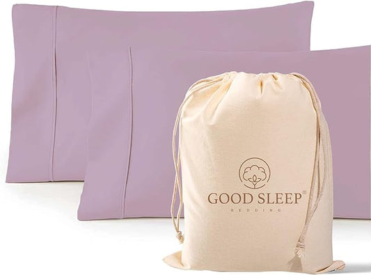 1000 TC Lavender King Pillowcases Set of 2 100% Egyptian Cotton Pillow Cases with Long Staple Cotton & Sateen Weave, Silky Soft Hotel - Like Bed Pillow Covers for Comfy Sleeping, Snug Fit