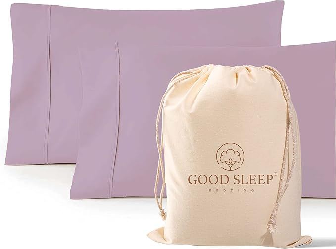 1000 TC Purple Standard Pillowcases Set of 2 100% Egyptian Cotton Pillow Cases with Long Staple Cotton & Sateen Weave, Silky Soft Hotel - Like Bed Pillow Covers for Comfy Sleeping, Snug Fit