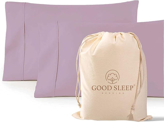 1000 TC Purple Standard Pillowcases Set of 2 100% Egyptian Cotton Pillow Cases with Long Staple Cotton & Sateen Weave, Silky Soft Hotel - Like Bed Pillow Covers for Comfy Sleeping, Snug Fit