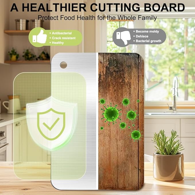 Titanium Cutting Board for Kitchen, Stainless Non Stick Chopping Board, Upgrade Double Sided Food-Grade Titanium Board for Kitchen for Meat Cheese Vegetable (Small)