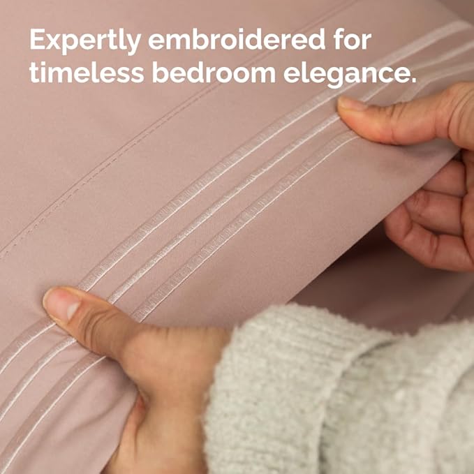 King Standard Pillow Cases Set of 4 - Soft Hotel Quality Pillowcase Covers - Comfy Bedding for Women, Men, Kids & Teens - Machine Washable Pillow Protectors - 4 Piece Set - King Standard Size Mauve