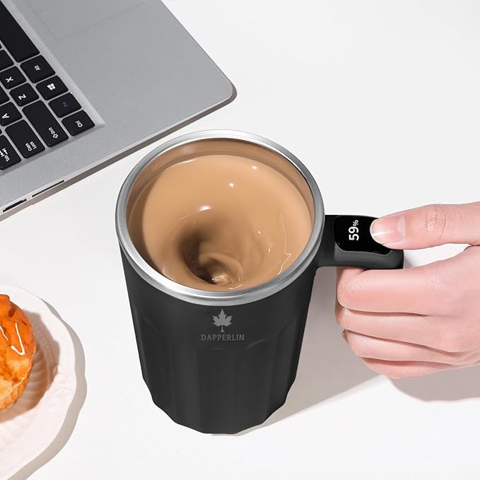 Drink Stirrer,Self Stirring Mug,Self Stirring Coffee Mug,Suitable for Coffee, Milk, Cocoa and Other Beverages (Black, 12 Ounces)
