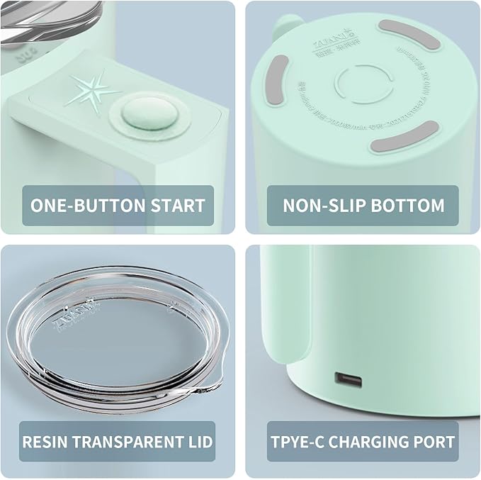 Self Stirring Mug, 12.2 oz Self Stirring Coffee Mug with Magnetic Stirrer & Anti-Sedimentation, Rechargeable Auto Magnetic Coffee Mug for Coffee, Milk, Hot Cocoa (Green)