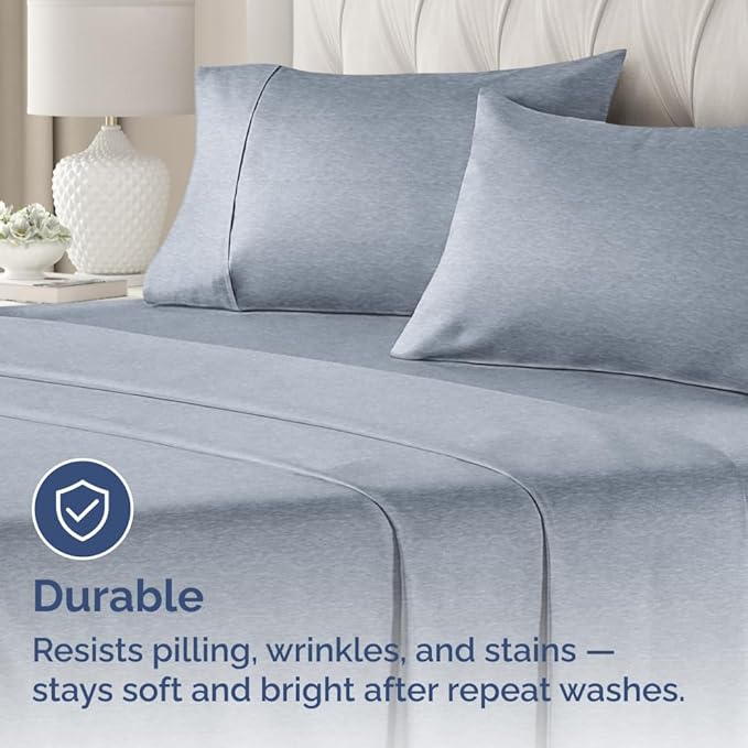 Standard Pillow Cases Set of 2 - Ultra-Soft Hotel Quality Pillowcase Covers - Comfy & Wrinkle Free - Stain and Fade Resistant - Machine Washable Pillow Protectors - 2 Piece Set - Heathered Blue