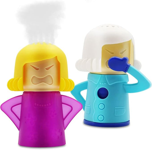 Abnaok 2PCS Angry Mama Microwave Cleaner with Chilly Mama Fridge Cleaner, Easily Clean in Minutes, Microwave cleaner Steam for Home or Office with English Manual