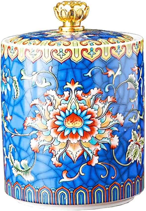 Enamel Ceramic Tea Caddy Tea Canister Tea Storage Container Tins Jar with Airtight Lid Water-proof Tank for Tea, Coffee, Herb, Sugar, Spice, Nuts