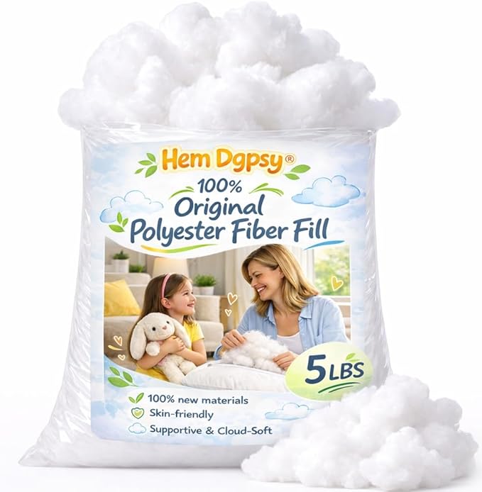 Hem Dgpsy Polyfill Stuffing 5lbs/80oz, Premium Pillow Stuffing for Stuffed Animals, Crafts, Crochet Toys, Sewing, Home Decor, Machine Washable
