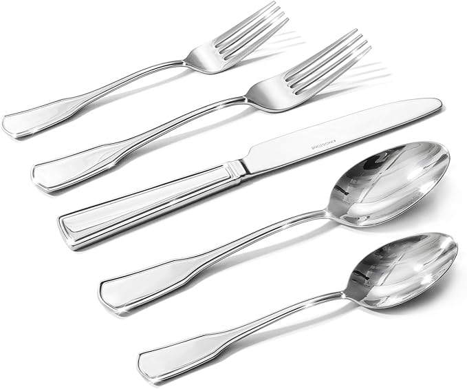 KINGSTONE 20-Piece Silverware Set, 18/10 Stainless Steel Flatware Set for 4, Tableware Cutlery Set, Utensil Sets for Home Restaurant, Mirror Finish, Dishwasher Safe