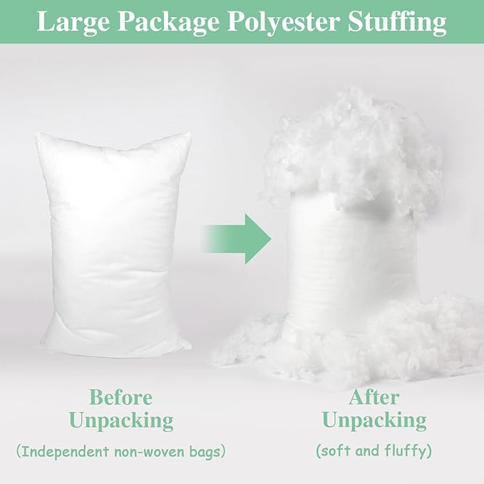 5LB / 80 Ounce Premium Polyester Fiber Stuffing for Stuffed Animals, Pillows, Quilts, Paddings, Pouf, Fiberfill, Stuffing, Machine Washable, White