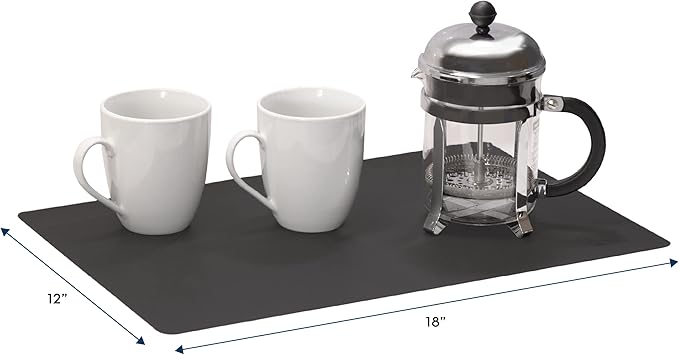 S&T INC. Coffee Mat, Silicone Bar Mat for Coffee Maker and Espresso Machine, 12 Inches x 18 Inches, Silicone Black, 1 Pack