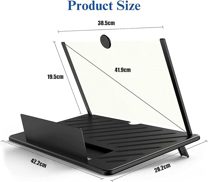 20" Screen Magnifier for Cell Phone – 3D HD Magnifing Screen Enlarger Projector for Movies Videos and Gaming – Foldable Phone Stand Holder with Screen Amplifier–Supports All Smartphones