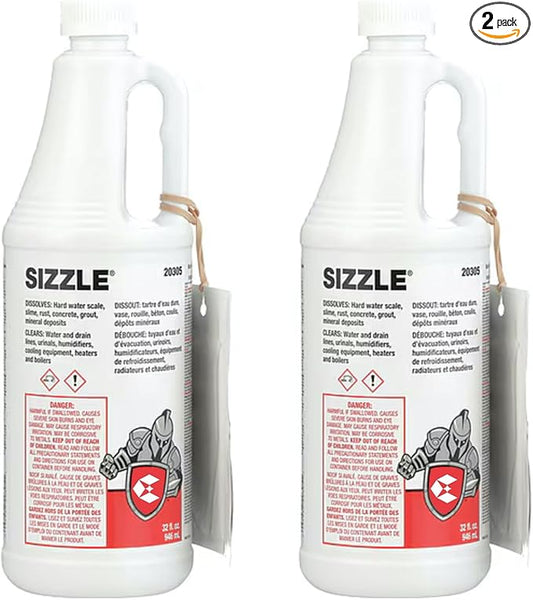 2 Pack Sizzle Drain and Waste System Cleaner, 1 qt Bottles - Ready to Use Liquid Drain Cleaner