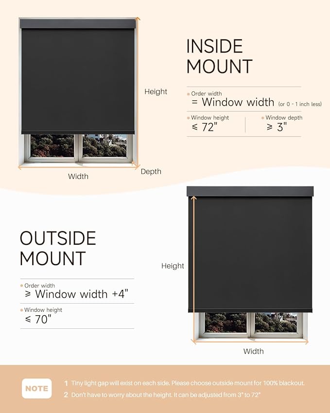 Smart Roller Shades for Windows, Alexa Blackout Motorized Blinds with Remote Control, Easy Install Automatic Electric Blinds for Indoor (32" W x 72" H, Black)