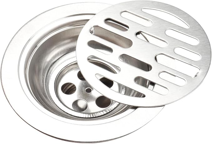 Odor Proof Floor Drain 4 Inch, Round Shower Drain Backflow Preventer, Quick Drainage Design, Stainless Steel